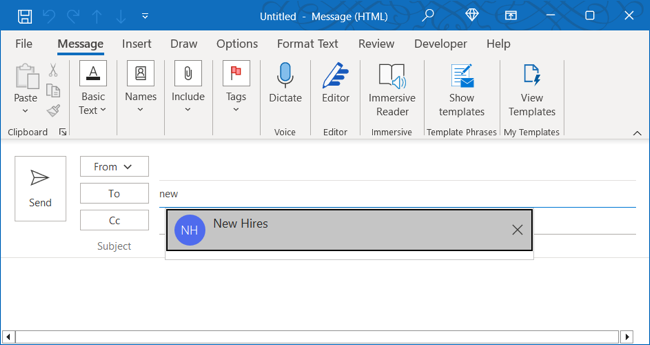 Contact group suggestion in Outlook