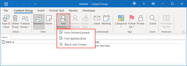Add Members in the Contact Group window