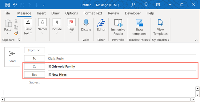 CC and BCC fields in an email