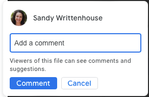Comment box in Google Drive