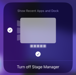 Stage Manager layout from Control Center