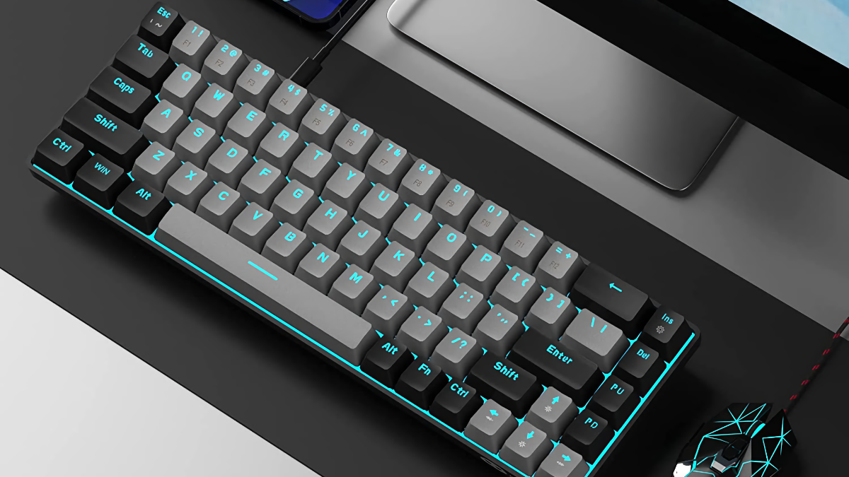 MageGee MK-Box Portable Mechanical Keyboard lying on a desk