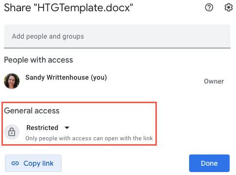 General Access for a file link