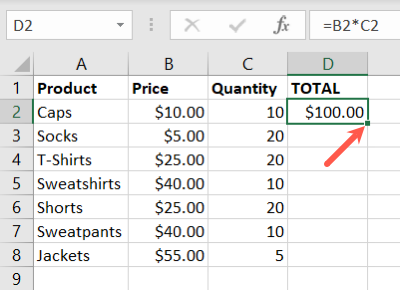 Fill handle in Excel