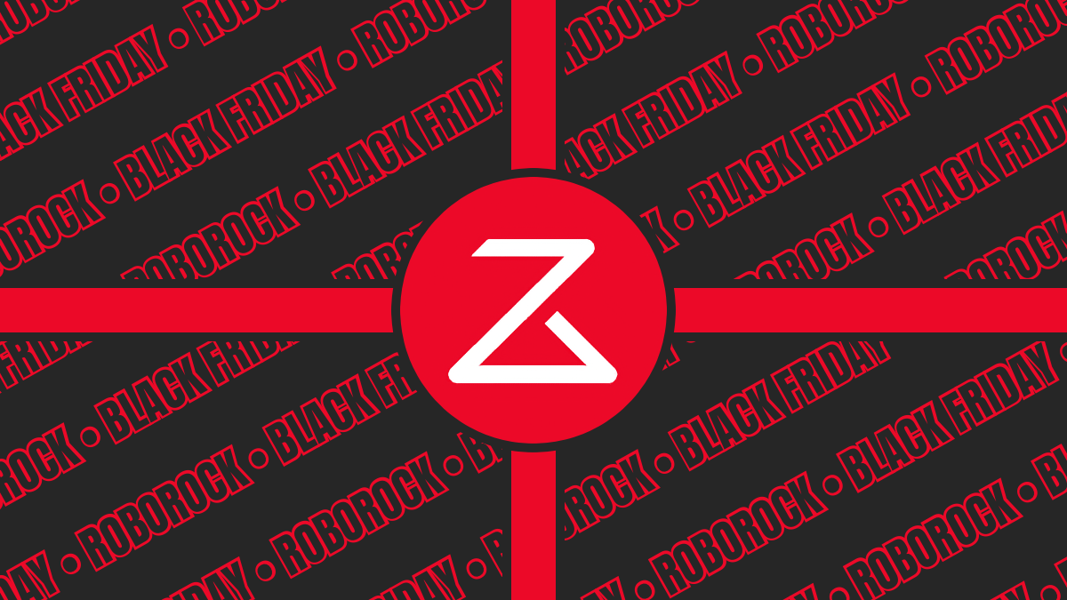 Roborock logo on a Black Friday background