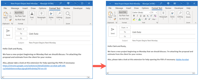 Long and short URL in emails
