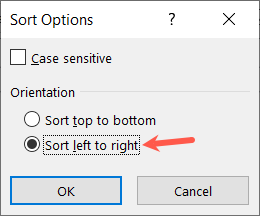 Sort Left to Right for rows