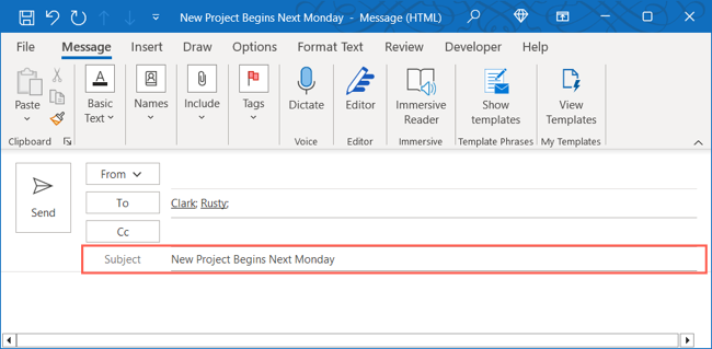 Email subject line