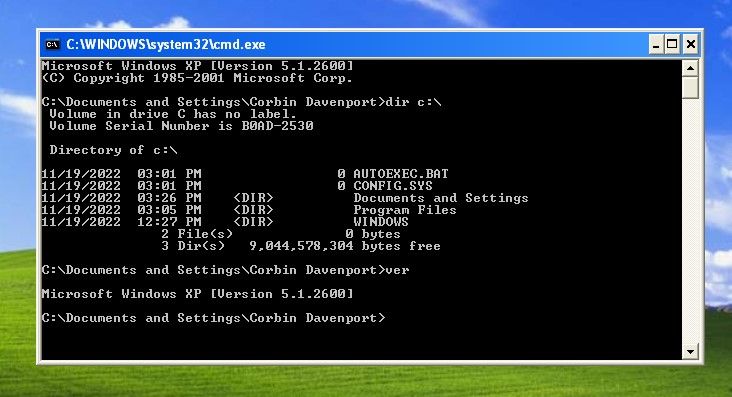 Command Prompt in Windows XP
