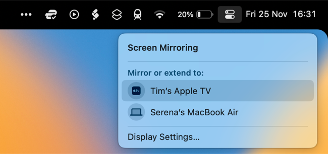 AirPlay screen mirroring on macOS 13 Ventura