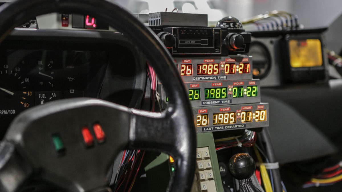 Interior of DeLorean time machine.