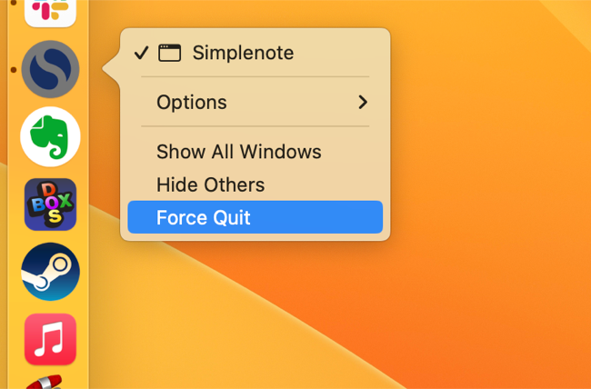 Force Quit Mac app with Right-Click and Option key