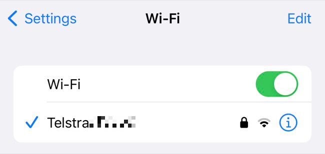 iPhone Wi-Fi settings in iOS 16
