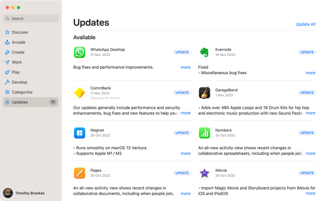 Update apps in Mac App Store