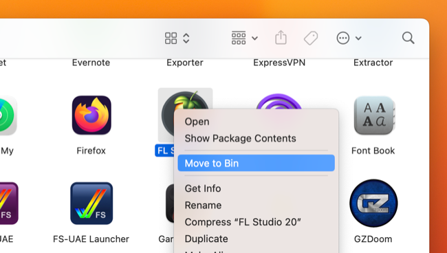 Delete an application in macOS with Finder