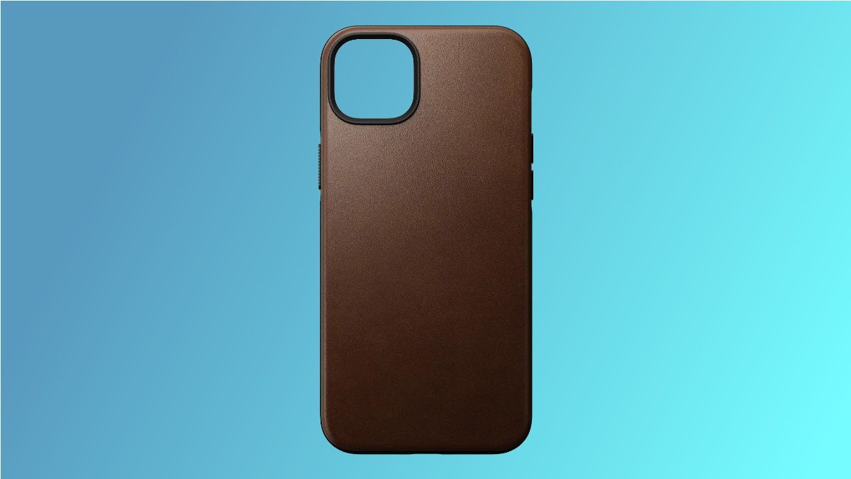 Nomad leather case on blue background