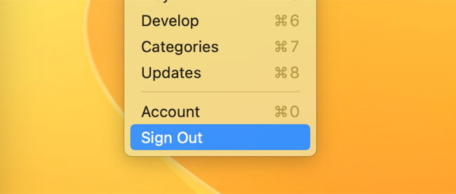 Sign out of the Mac App Store using the 