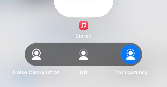 Transparency mode on AirPods Pro