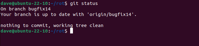 Using git status to see the state of a branch