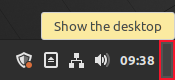 The nearly invisible "show desktop" button in Linux Mint 21.1