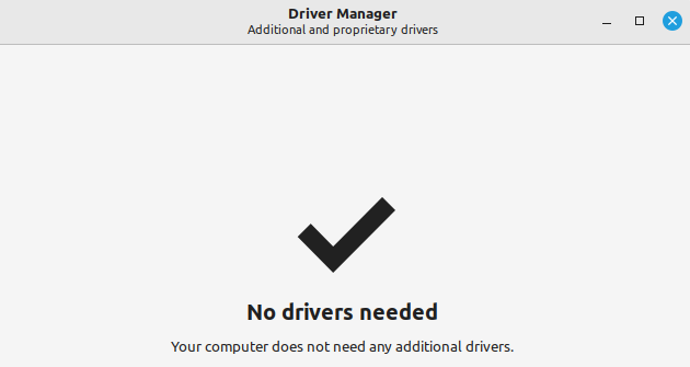 The driver manager application in Linux Mint 21.1
