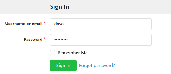 Signing in to Gogs