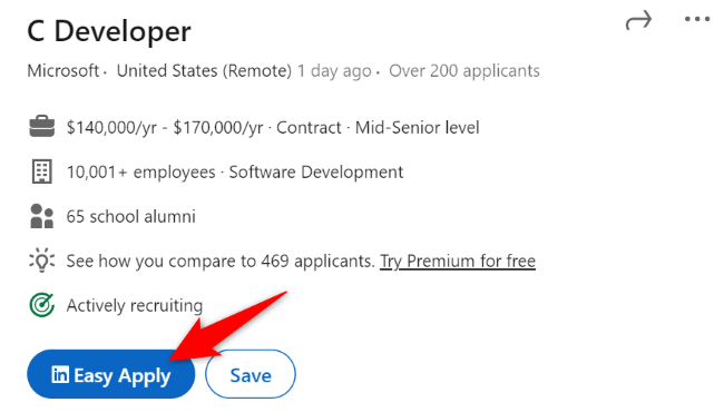 Select "Easy Apply."