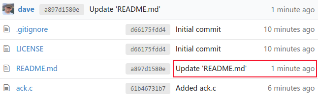 The updated README.md file with a new commit message and timestamp