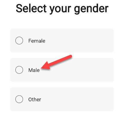 Choose gender.