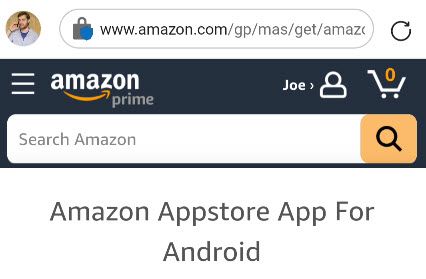 Go to the Amazon Appstore page.