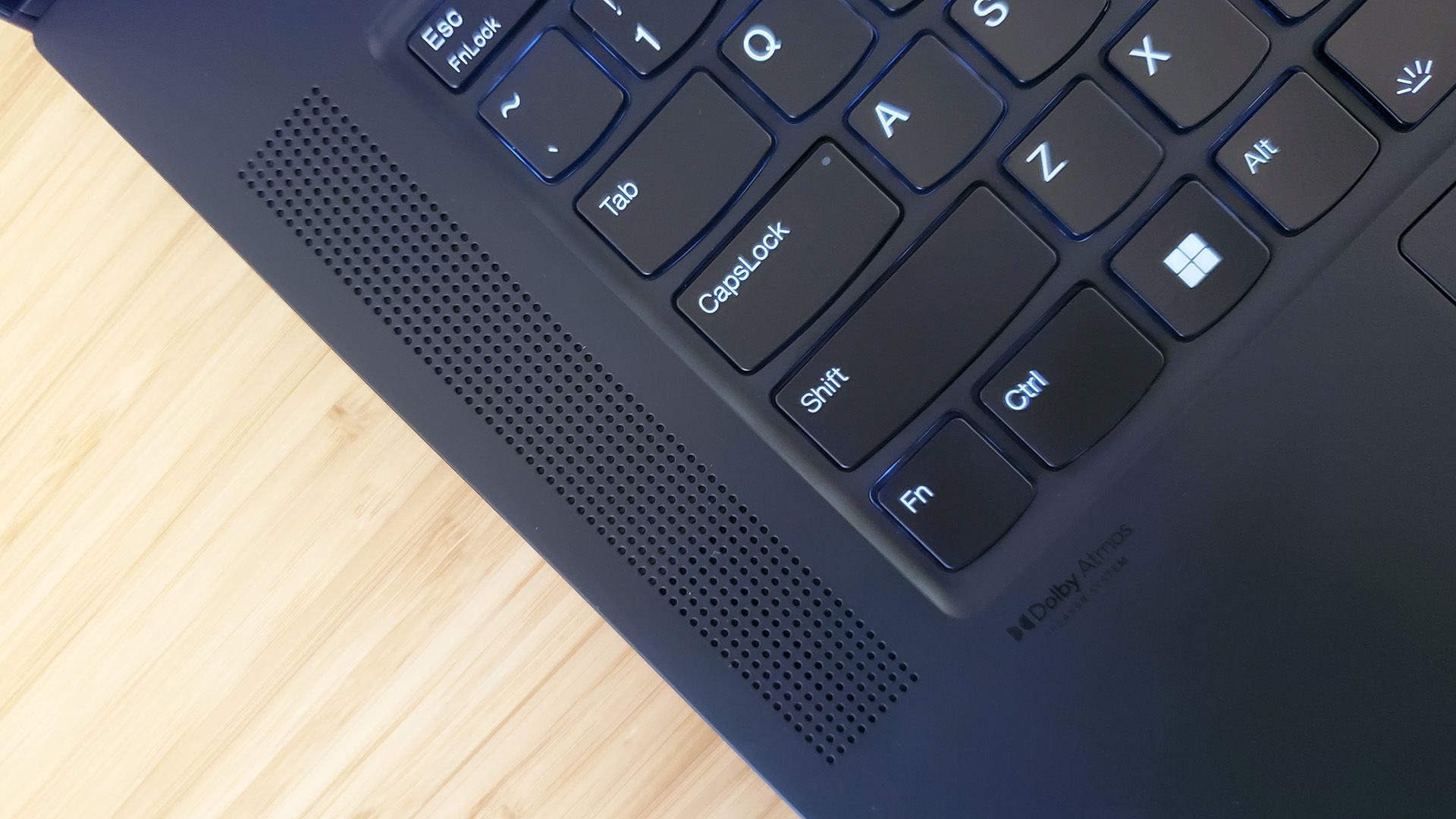 A close-up of the Lenovo ThinkPad X1 Extreme Gen 5 laptop's speaker system.