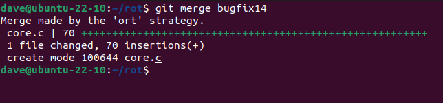 merging a branch with the git merge command