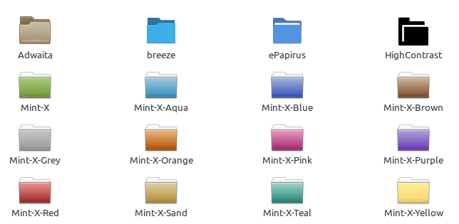 Some of the Linux Mint 21.1 folder and icon themes