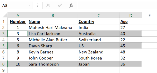 All blank rows removed from the dataset.