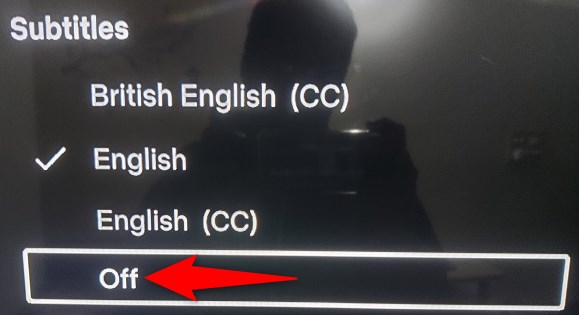 Select "Off" in the "Subtitles" section.