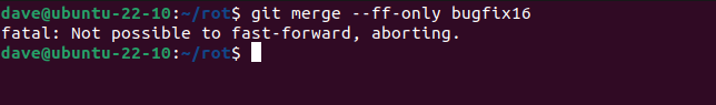Git not performing any merge because a fast-forward merge is not possible and the --ff-only option has been used