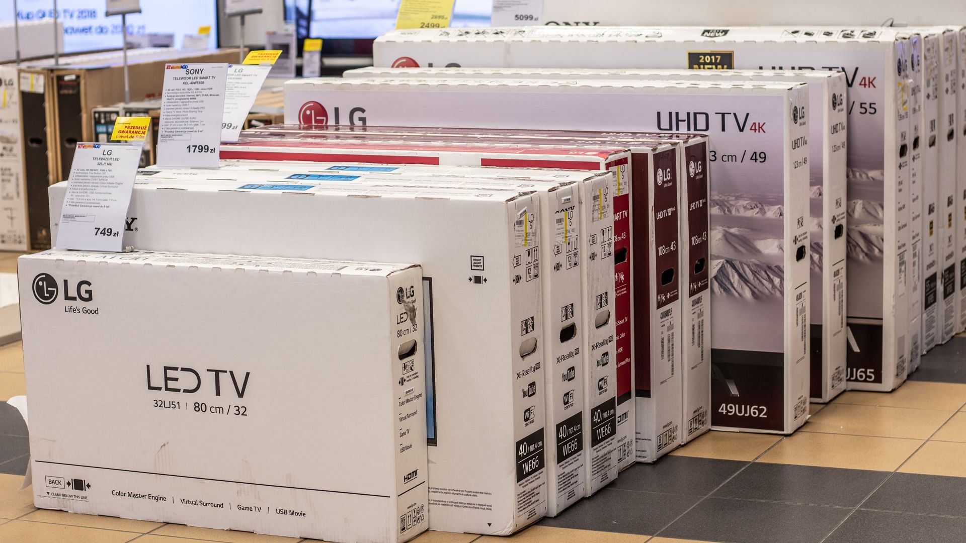 Pile of Bigscreen TV boxes