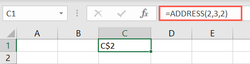 ADDRESS function with an argument in Excel