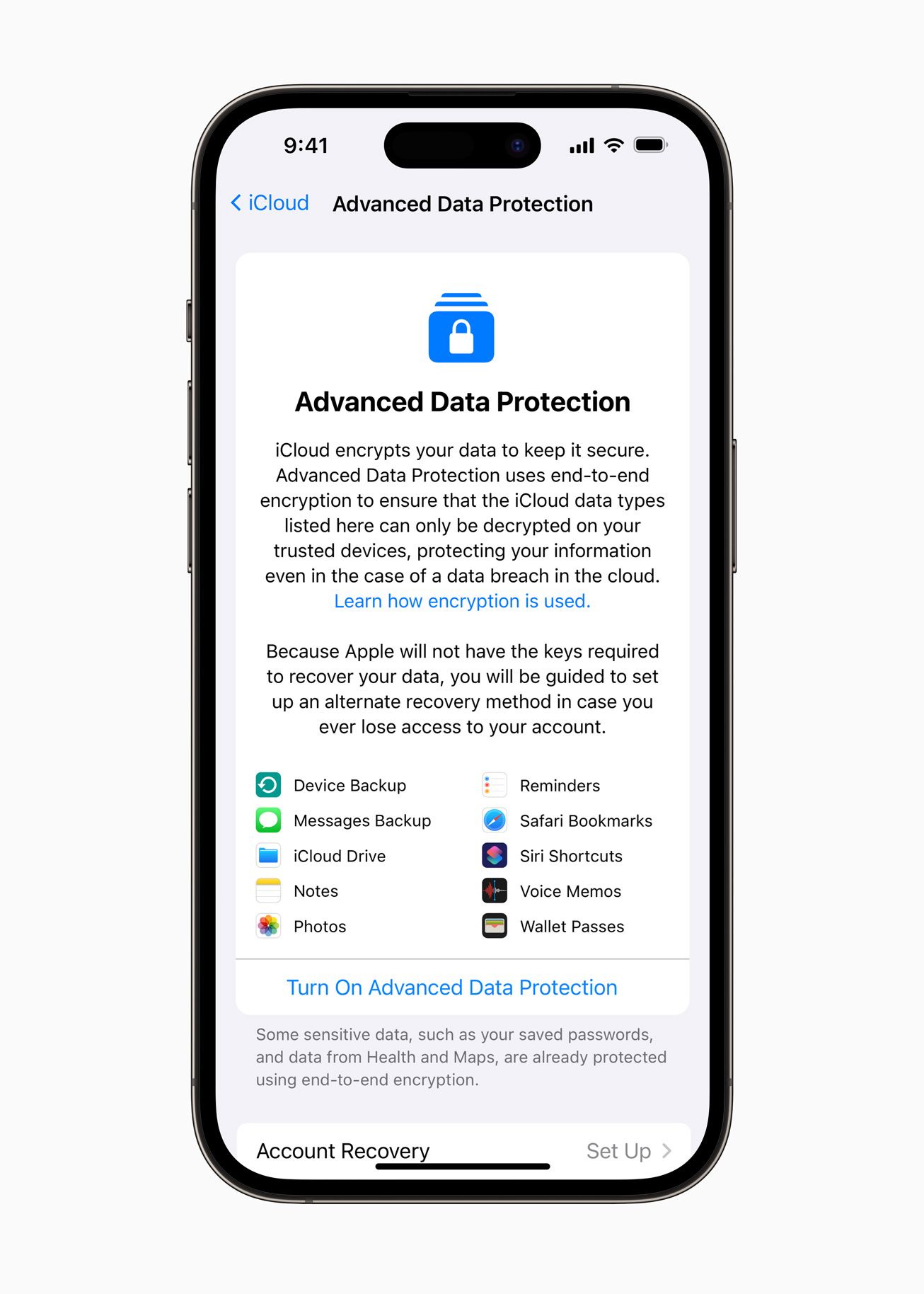 Apple Advanced Data Protection screenshot