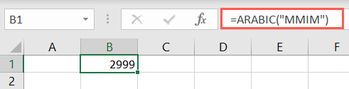 ARABIC function in Excel