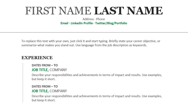 Chronological resume summary and jobs