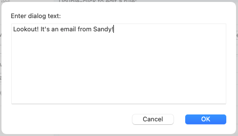 Display message box for an Outlook rule