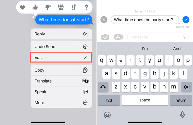 Edit a text in Messages