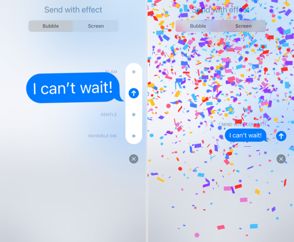 Effects in Messages on iPhone
