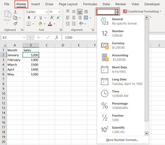 Number formats in Excel