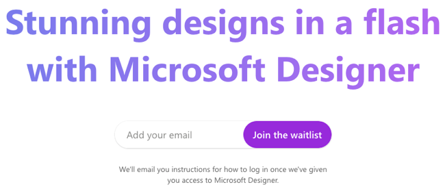 Join Microsoft Designer waitlist