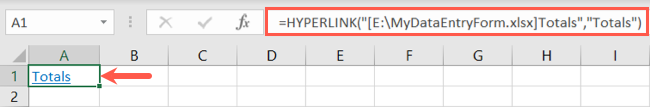 HYPERLINK function to link a defined name on another drive