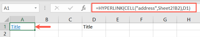 HYPERLINK and CELL functions with a cell as display text