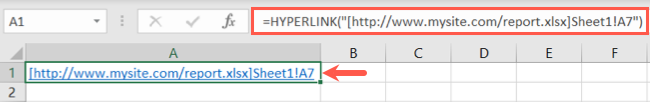 HYPERLINK function to link a workbook cell on the web