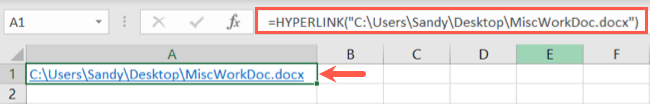 HYPERLINK function to link a Word document